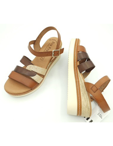 EVA FRUTOS sandalia cuña cuero multi