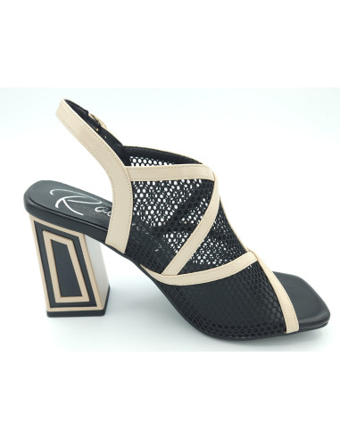 ROCKAWAY sandalia rejilla tacon ancho