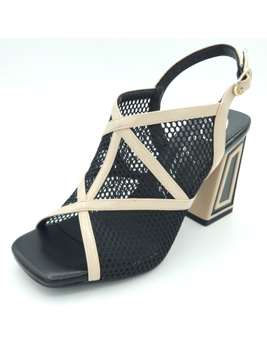ROCKAWAY sandalia rejilla tacon ancho