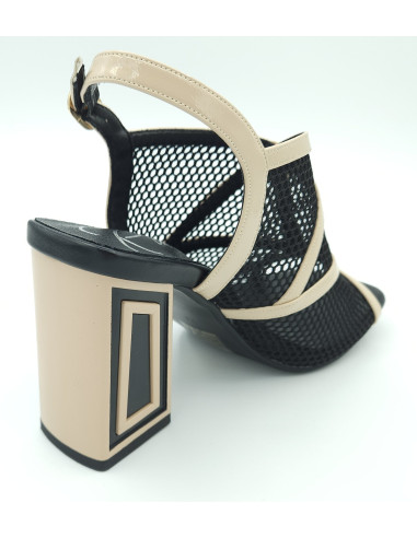 ROCKAWAY sandalia rejilla tacon ancho