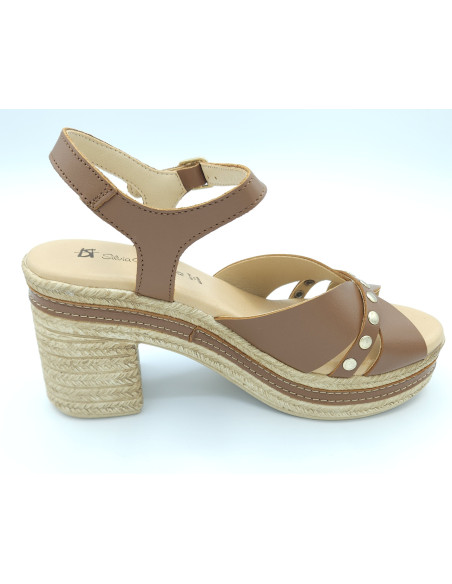 PITILLOS sandalia cuero tacon ancho