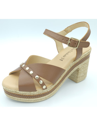 PITILLOS sandalia cuero tacon ancho