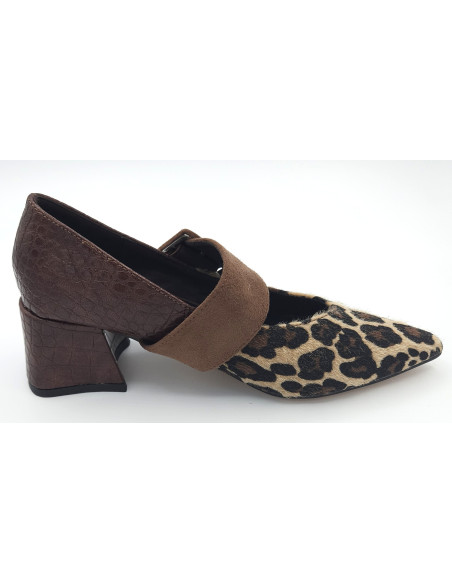 AZAREY zapato tacon combinado leopardo