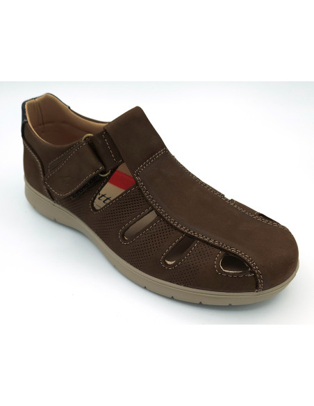 LUISETTI Sandalia caballero piel graso café