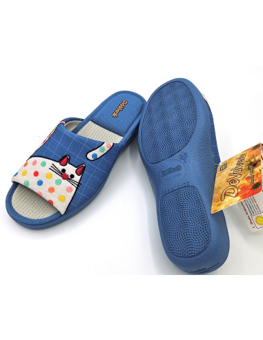 DEVALVERDE Zapatilla casa Pinky Gato Aguamar