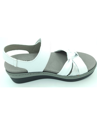 PUCHE Sandalia cuña blanco plata