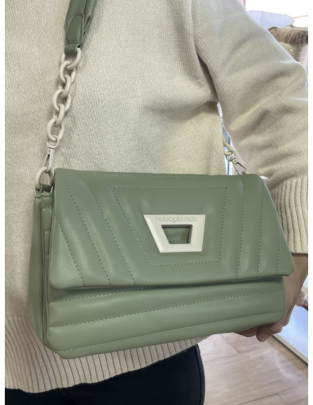 DON ALGODON bolso hombro solapa verde