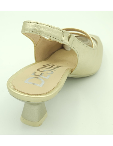 DESIREE salon destalonado tacon bajo doble hebilla