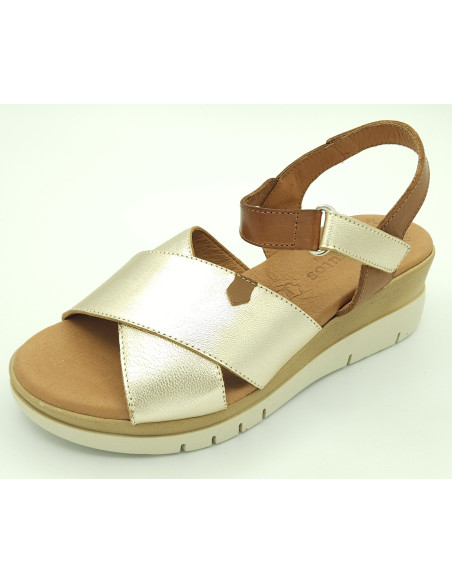 Eva frutos sandalia cuña diana oro