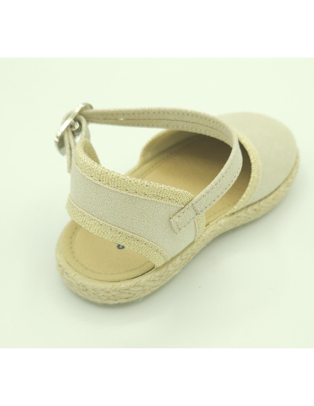 BATILAS esparteña plana hebilla oro